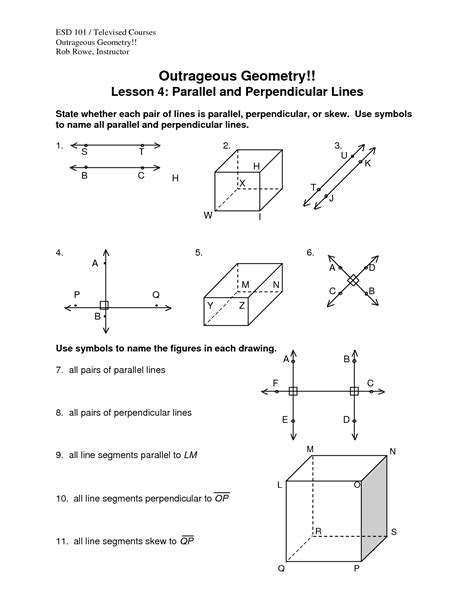 parallel  perpendicular lines worksheet answers worksheet