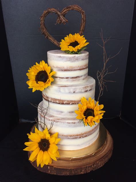 sunflower naked cake wedding cakes in 2019 wedding