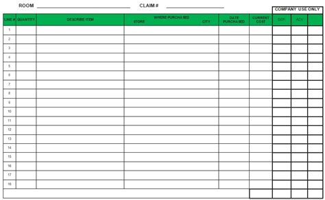 inventory list templates home moving office  collections