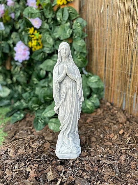 stone virgin mary statue concrete blessed mother mary figure etsy