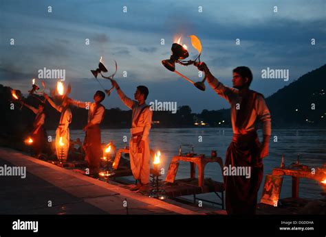 evening ganga aarti ceremony  rishikesh stock photo alamy