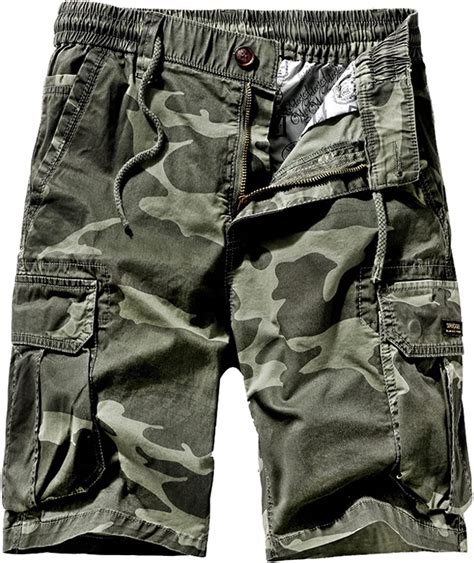 men s elasticated waist cargo shorts summer fashion camouflage print