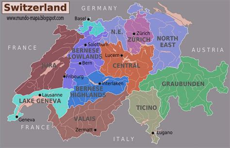 suiza mapa geografi politico