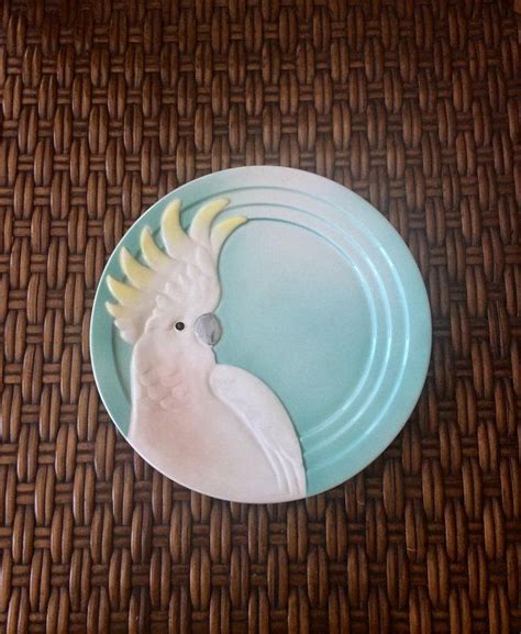 vintage cockatoo plate vandor pelzman designs   etsy plates hand painted cockatoo