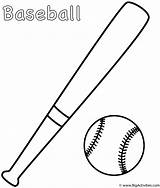 Bat Baseball Coloring Sports Print sketch template