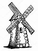 Windmill Mill Drawing Dutch Getdrawings Vector Illustration Doodle sketch template