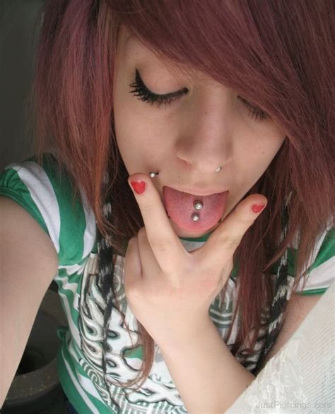Double Tongue Piercing And Monroe Piercing