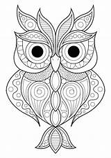 Owl Patterns Coloring Simple Owls Different Various Pages Adult Animals Artist sketch template