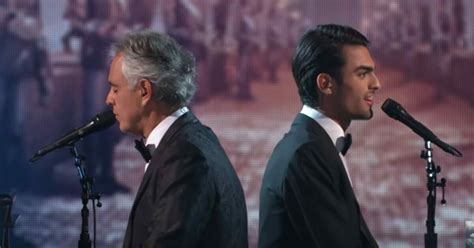 andrea bocelli joins son for breathtaking duet of fall on me