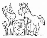 Coloring Pages Kids Farm Farmyard Animal Barn Pigs Yard Popular sketch template