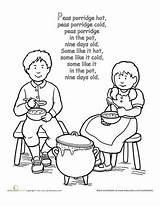 Nursery Rhymes Porridge Preschool Rhyme Hot Coloring Peas Worksheets Lyrics Pease Poems Lesson Crafts Worksheet Activities Theme Plans Programs Education sketch template