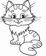 Coloring Kitten Cat Pages Printable Kids Easy Simple Print Animals Children Pet sketch template