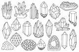 Coloring Pages Crystals Gems Doodle Drawings Crystal Doodles Drawing Minerals Clipart Simple Stones Precious Sketch Journal Bullet Gem Mineral Outline sketch template