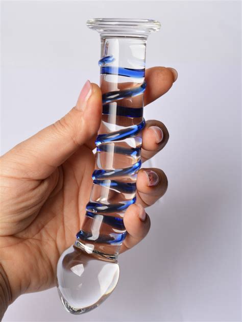 Ribbed Clear Glass Wand Dildo Blue Spiral Glass Wand Adult Sex Etsy