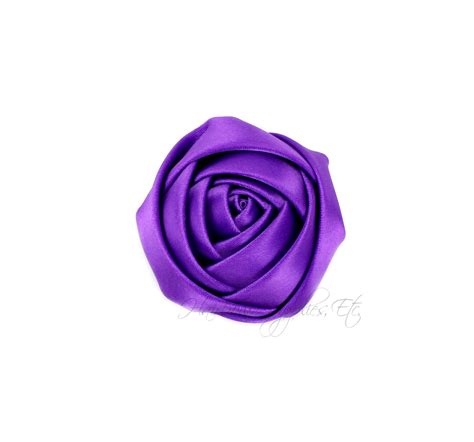 purple folded satin rolled flowers rosettes 2 inch purple