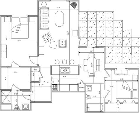 floor plan    bedroom apartment   attached kitchen  living room area