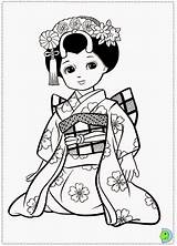 Asiatique Japonesas Dinokids Thème Colouring Kiddles Coloringpages Kokeshi Geisha Getdrawings Doodle sketch template