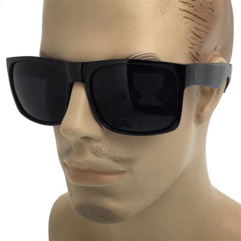 grinder punch mens super dark black lens sunglasses square oversized