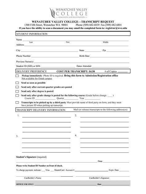 Wenatchee Valley College Transcripts Fill Out And Sign Printable Pdf
