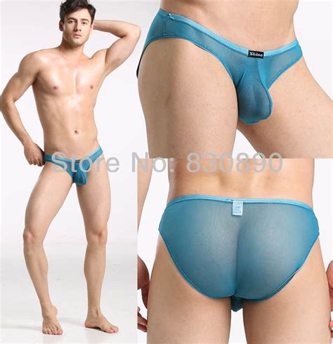 5pcs lot sexy men s see through mesh bikini briefs bulge pouch
