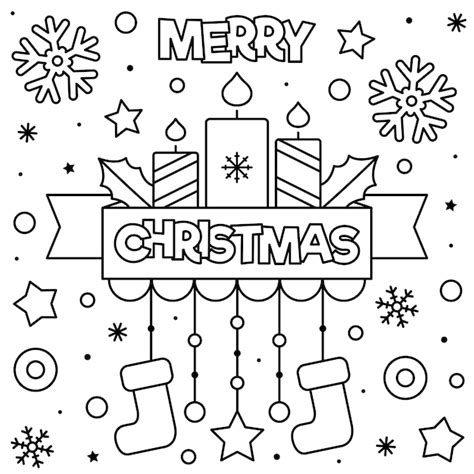 merry christmas coloring page vector premium