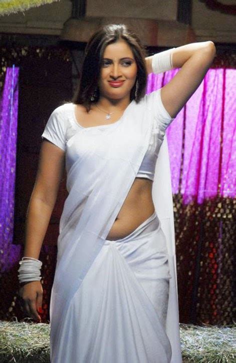 Actress Navneet Kaur Hot Navel Show In White Saree Stills