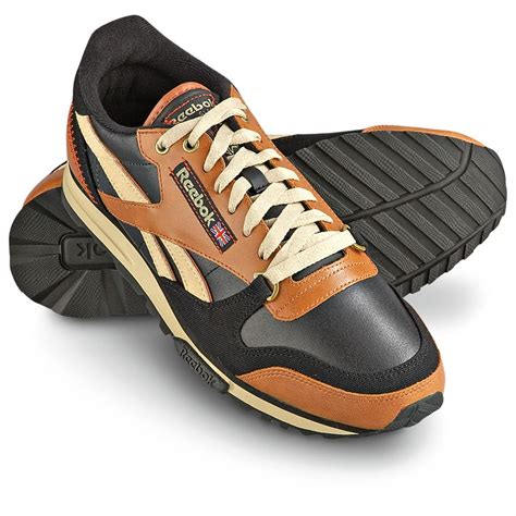 mens reebok classic tech rugged athletic shoes black brown orange  running shoes
