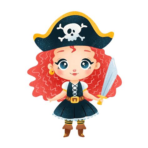 premium vector cute cartoon pirate girl isolated  white