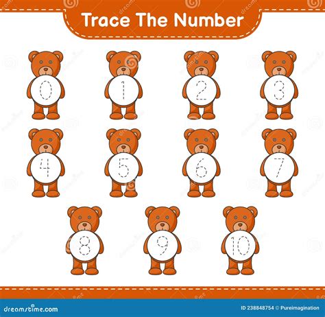 trace  number tracing number  teddy bear stock vector