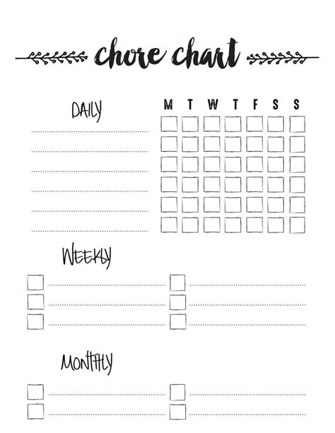 printable chore chart printable chore chart chore chart teenagers