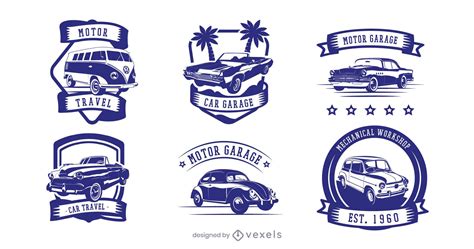 vintage car badge set vector