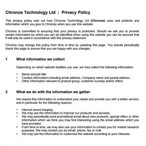 blog privacy policy template