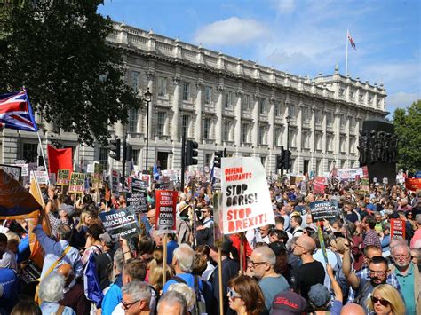brexit protests today  crowds march  uk  demonstrate  london brought