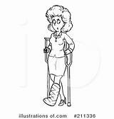 Crutches Girl Drawing Colouring Pages Clipart Illustration Colou sketch template