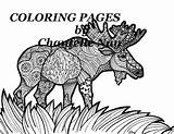 Coloring Moose Adult Pages Animals Details sketch template