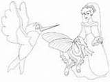 Thumbelina Coloring Pages Admires Hummingbird Wings Ws sketch template