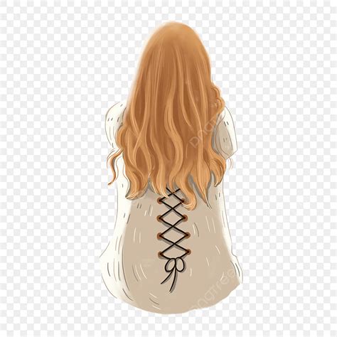girl  view png picture cartoon hand drawn blond teenage girl