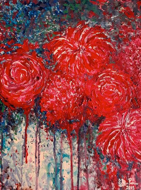 “red Dreams” 16″x12″ 40x30cm Original Flowers Painting