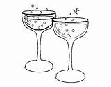 Champagne Glasses Coloring Coloringcrew Book Year sketch template