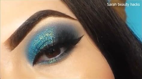 blue glitter smokey eye makeup tutorial for beginners youtube