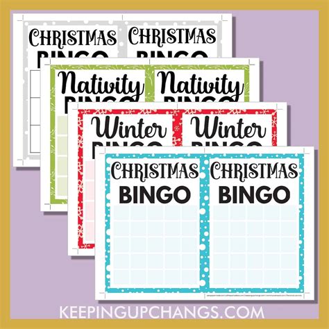 christmas bingo blank card templates  printables