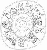 Zodiac Chinese Coloring Pages Printable Color Getcolorings Animals Popular sketch template