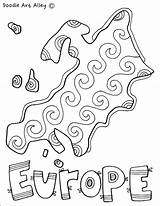 Europe Coloring Pages Continent Euro Map Printable Getcolorings Color sketch template