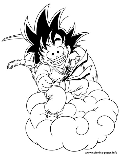 print dragon ball  kid goku riding cloud coloring page coloring page