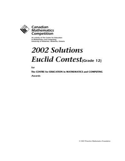 euclid contest solutions  cemc university  waterloo