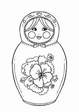 Doll Russian Dolls Coloring Pages Getcolorings Getdrawings Drawing sketch template