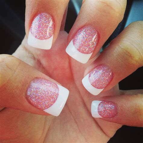 glam   pink french manicure  glitter add  sparkle