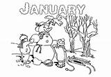 January Coloring Pages Printable Color Children Happy Print Restoring Snowman Little sketch template