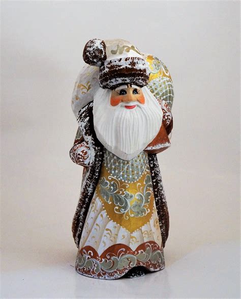 woodcarved handpainted russian santa ded moroz  tall etsy singapore