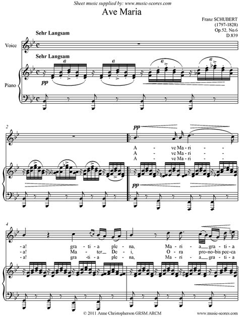 schubert ave maria latin voice piano bb ma classical sheet